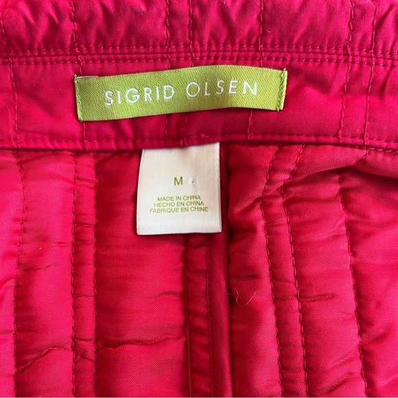 Sigrid Olsen Red Quilted Normcore Scandi Girl Knit Sleeve Shirt Jacket Size M - Picture 9 of 11